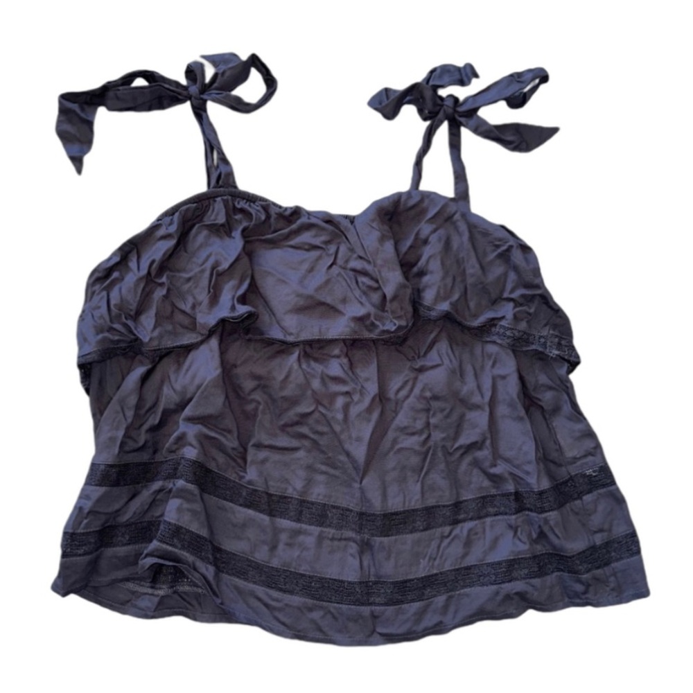 NAVY TIE STRAP BLOUSE